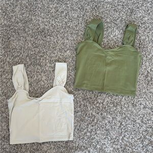 Abercrombie & Fitch Green and White Crop Tops